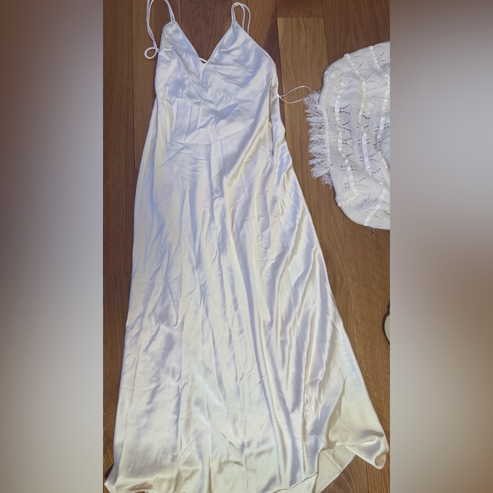 ZARA Elegant Cream Satin Dress